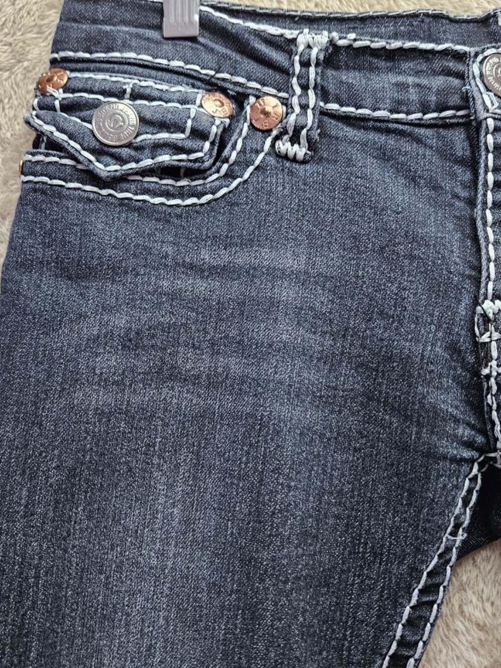 True Religion Billy Super T Jeans Made in USA Denim Signature Contrast Stitching - Picture 13 of 15